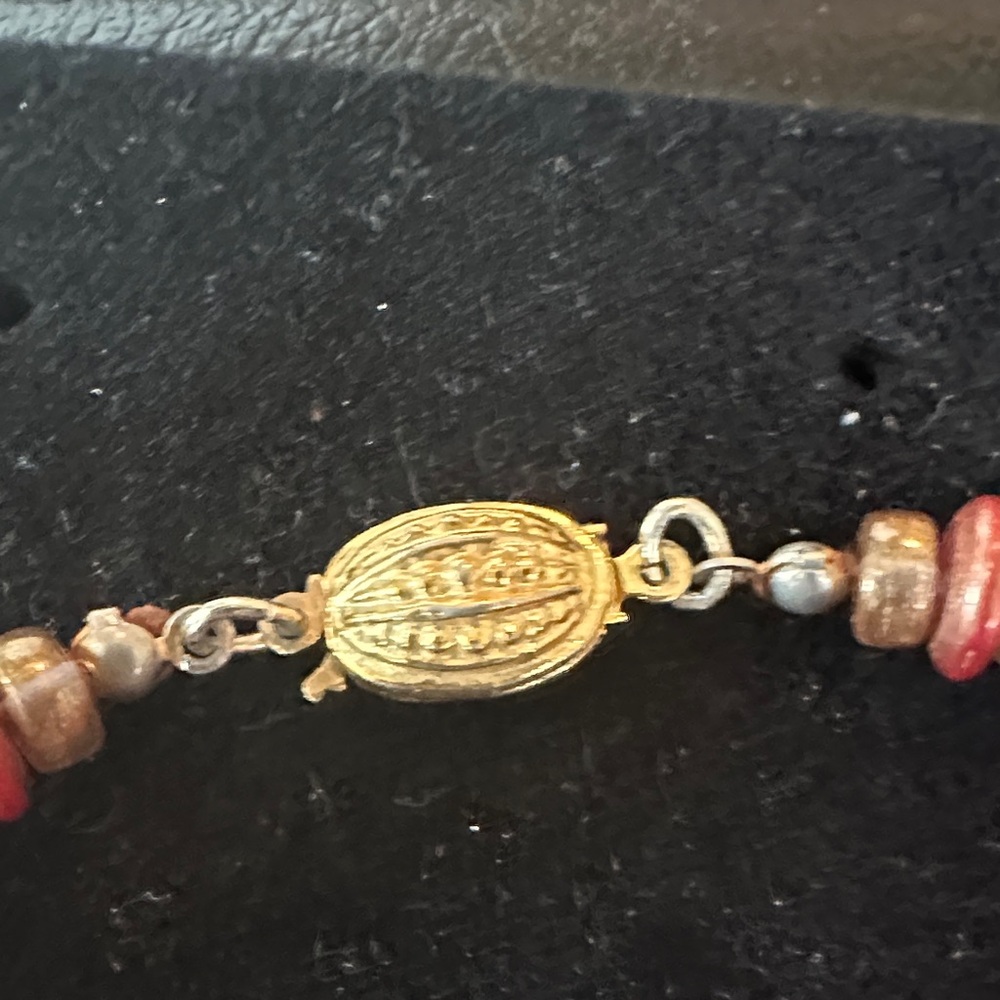 Vintage Murano Wedding Cake Necklace – 28" Red Lampwork Glass - Picture 3 of 4